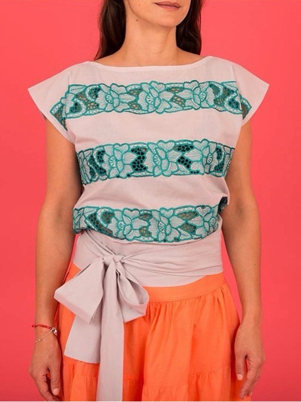 Coral Artisan Skirt from Mexico City Boutique